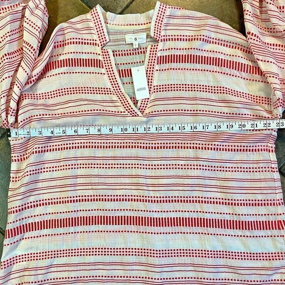 NWT Lou & Grey Red Vastra Dobby Stripe Pullover V-neck Tunic Small - Picture 7 of 10